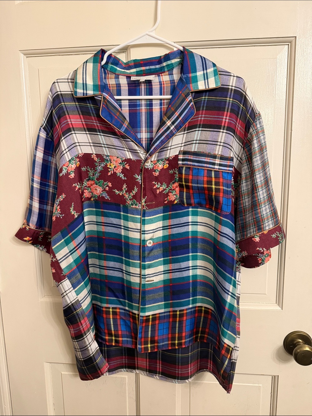 Pierre-Louis Mascia Casual Multicolor Patchwork Plaid Women's Shirt size Large